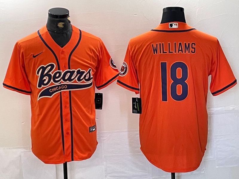 Men Chicago Bears #18 Williams Orange Joint Name 2024 Nike Limited NFL Jersey style 1